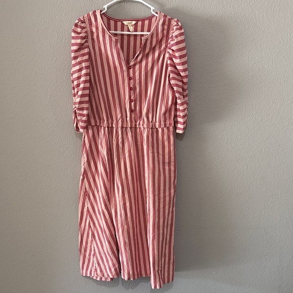 Matilda Jane Striped pink and Red heart to heart Dress pockets puff sleeve sz M - Picture 2 of 11